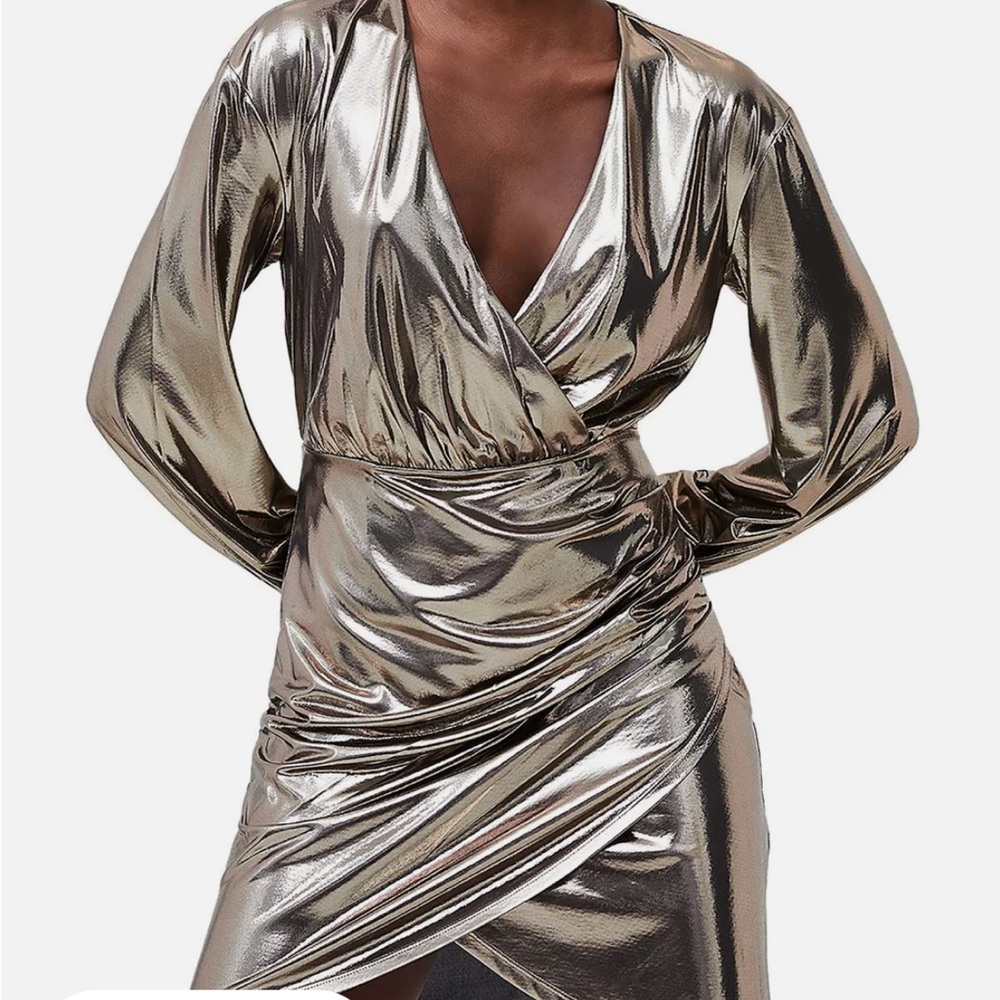 French Connection metallic shirtdress Ronja size 4 (small).